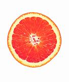 Close up of sliced pink grapefruit isolated on white