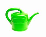 Green watering can isolated on white background