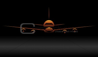 Gold airplane silhouette