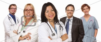 Group of Doctors or Nurses Isolated on a White Background.