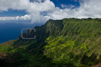 Rugged landscape of the Na Pali coast on Kauai Hawaii