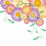 Springtime colorful flower greeting card