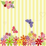 Abstract springtime flower with butterfly
