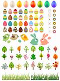 Big collection of easter elements