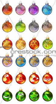 Different christmas glass balls
