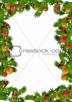 Christmas frame with fir branches