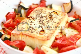 Baked Feta cheese with vegetables