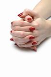 Beautiful hand with perfect nail red manicure 