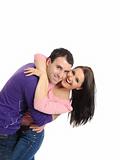 Lovely young couple having fun and smiling. isolated