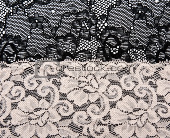 Black and beige lace with pattern flower