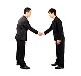 asian businessman hand shake and bow