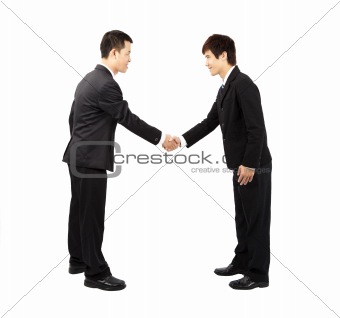 asian businessman hand shake and bow