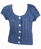 Blue knitted woman's jacket with button