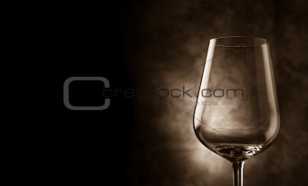 Wine Glass in front of rural background