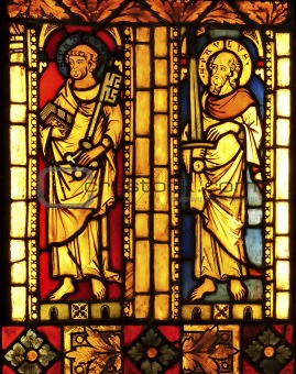 Stained glass featuring St. Peter and St. Paul