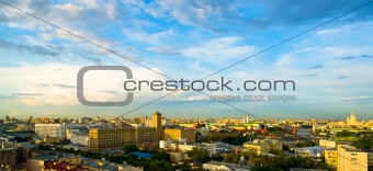 Moscow city center evening skyline