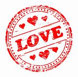 Love and hearts rubber stamp.