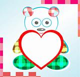 cute teddy bear greetings card with heart vector