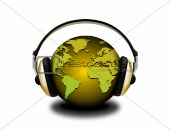 headphones and globe