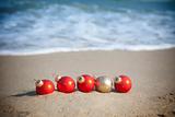 Christmas holiday / Baubles on the tropical beach
