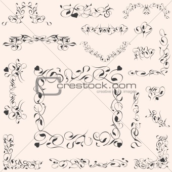 set calligraphic vintage design elements and page decoration vector