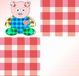 Cute card with pink teddy bear for girl vector