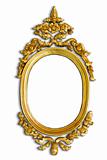 Gold carved oval wood frame with shadow