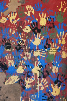 Colored handprints