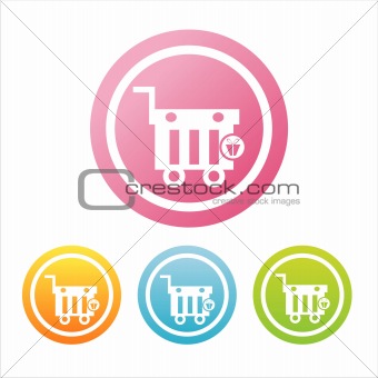 colorful shopping baskets signs