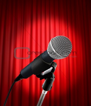 microphone and red curtain