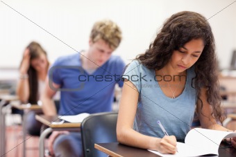 Young students working on an assignment