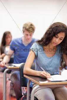 Portrait of young students working on an assignment