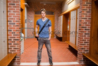 Student posing while standing up