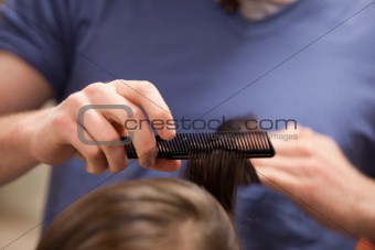 Hand combing hair