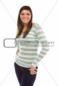 Pretty Smiling Ethnic Female Portrait Isolated on a White Background.