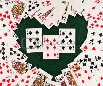 Playing cards  in Heart-shaped