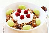 Healthy breakfast with muesli, yoghurt and berries