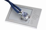 electronic book and stethoscope
