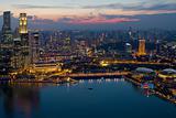 Singapore Skyline and Marina Bat Esplanade at Sunset