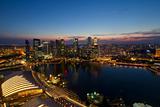 Singapore Central Business District Skyline at Blue Hour