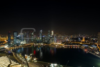Singapore Central Business District Skyline Night Scene