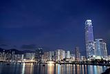 Hong Kong at night and modern buildings 