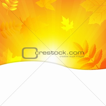Autumn Background With Beams And Leaves