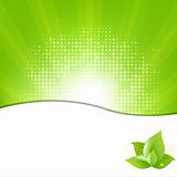 Green Background With Beams And Leaves