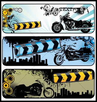 Biker grunge banners
