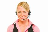 Portrait of smiling business woman with headset
