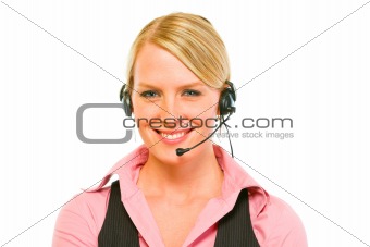 Portrait of smiling business woman with headset
