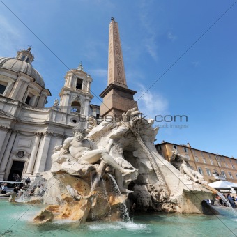 fountain of four rivers in Piazza Navona, Rome