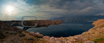 Panorama of the bridge to the Pag island, Croatia