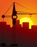 evening construction crane